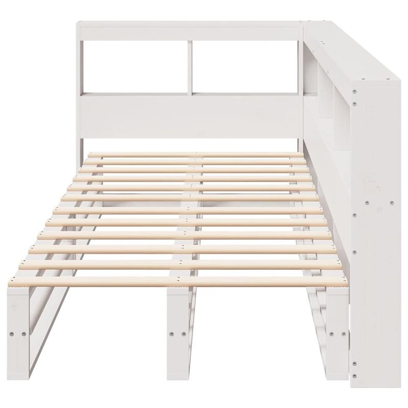 Casa si Gradina - Mobilier - Paturi si accesorii - Paturi - Pat cu biblioteca fara saltea, alb, 90x200 cm, lemn masiv pin - Infinity.ro