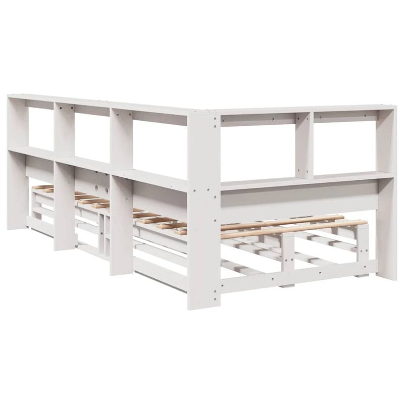 Casa si Gradina - Mobilier - Paturi si accesorii - Paturi - Pat cu biblioteca fara saltea, alb, 90x200 cm, lemn masiv pin - Infinity.ro