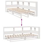 Casa si Gradina - Mobilier - Paturi si accesorii - Paturi - Pat cu biblioteca fara saltea, alb, 90x200 cm, lemn masiv pin - Infinity.ro
