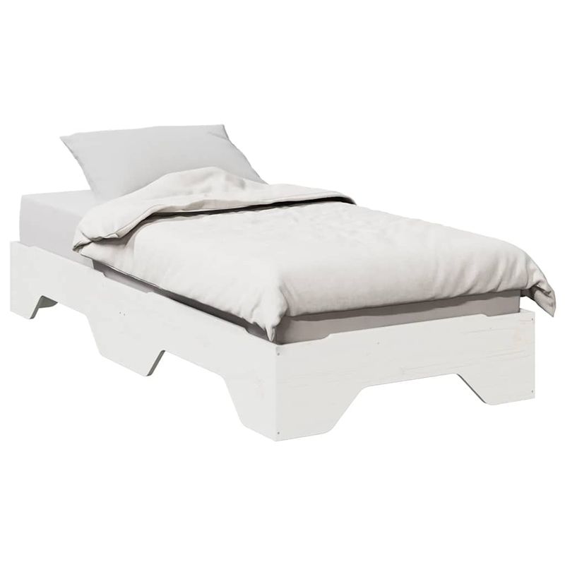 Casa si Gradina - Mobilier - Paturi si accesorii - Paturi - Cadru de pat fara saltea, stivuibil, alb, 75x190 cm, lemn masiv - Infinity.ro