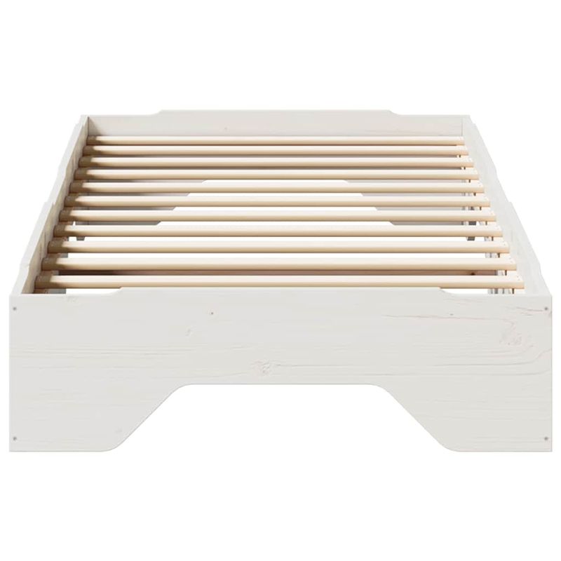 Casa si Gradina - Mobilier - Paturi si accesorii - Paturi - Cadru de pat fara saltea, stivuibil, alb, 75x190 cm, lemn masiv - Infinity.ro