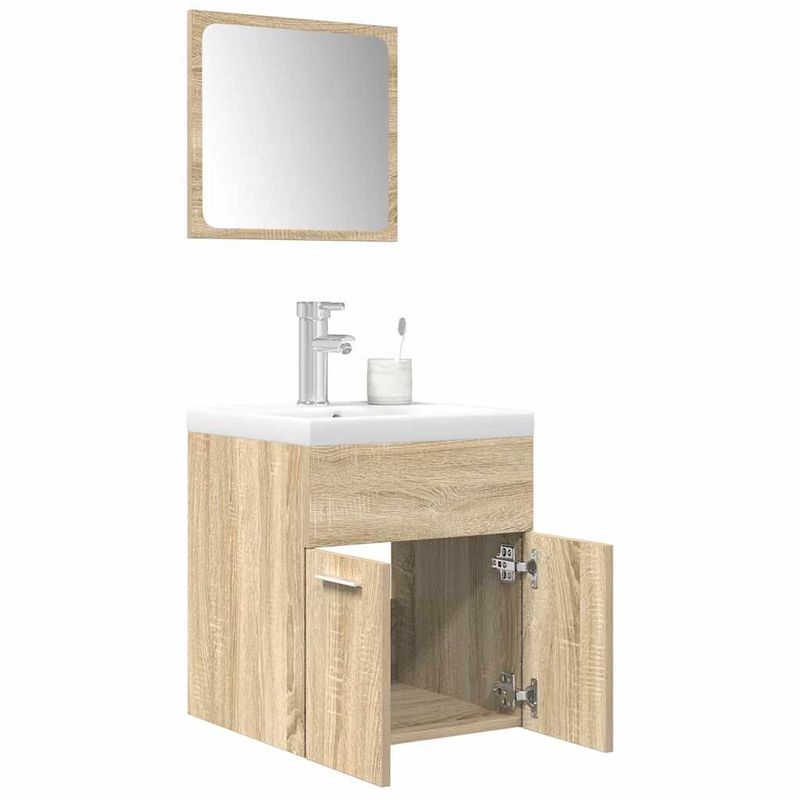 Casa si Gradina - Mobilier - Seturi de mobilier - Seturi baie - Set mobilier de baie, 3 piese, stejar sonoma, lemn prelucrat - Infinity.ro