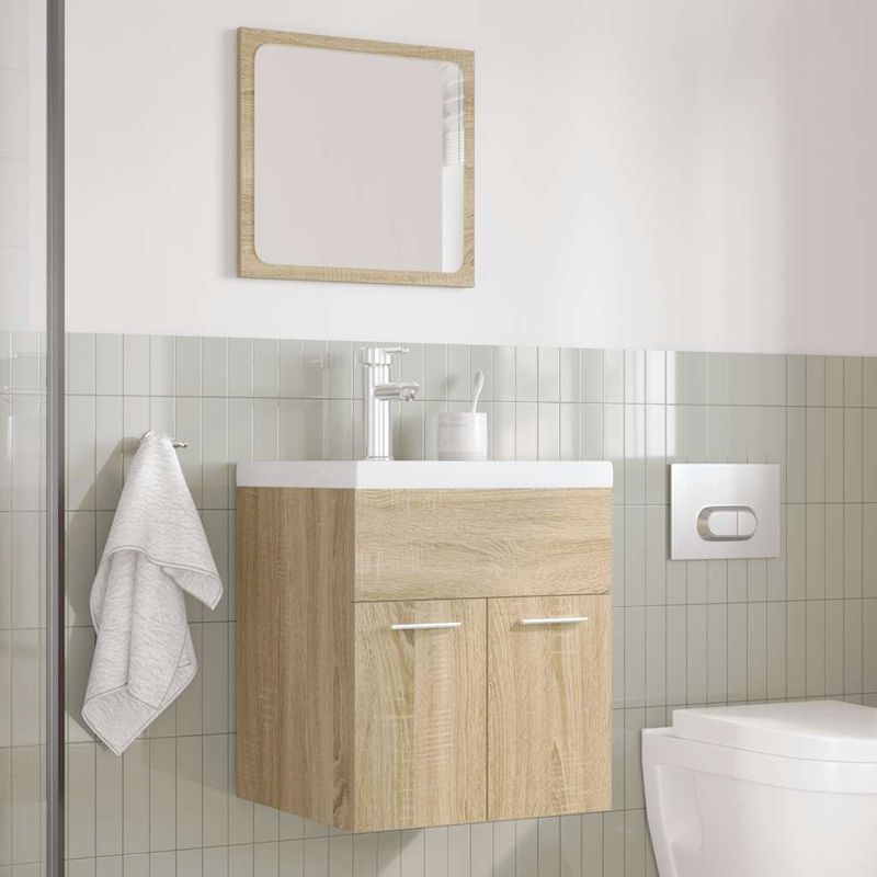 Casa si Gradina - Mobilier - Seturi de mobilier - Seturi baie - Set mobilier de baie, 3 piese, stejar sonoma, lemn prelucrat - Infinity.ro