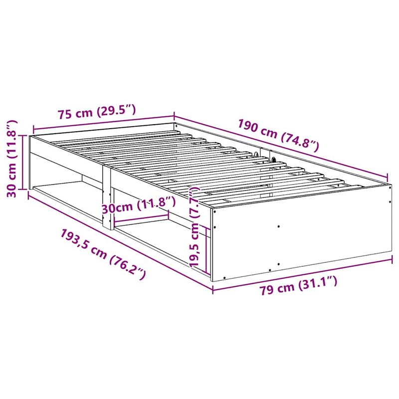 Casa si Gradina - Mobilier - Paturi si accesorii - Paturi - Pat de zi fara saltea ceara maro 75x190 cm lemn masiv de pin - Infinity.ro