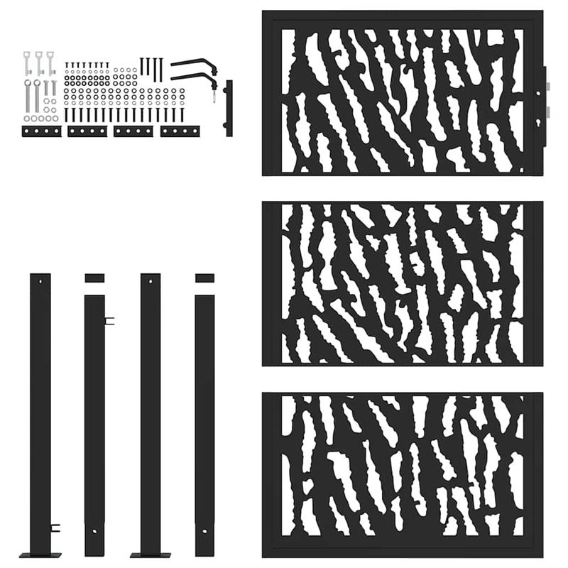 Casa si Gradina - Constructii - Usi interior, exterior si garaj - Usi garaj - Poarta de gradina neagra 105x155 cm Design cu urme de otel - Infinity.ro