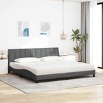 Casa si Gradina - Mobilier - Paturi si accesorii - Paturi - Pat cu saltea, gri inchis, 200x200 cm, textil - Infinity.ro
