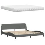 Casa si Gradina - Mobilier - Paturi si accesorii - Paturi - Pat cu saltea, gri inchis, 200x200 cm, textil - Infinity.ro