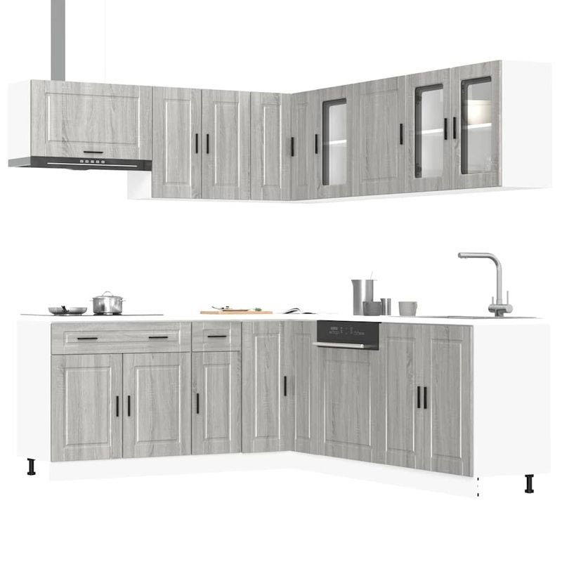 Casa si Gradina - Mobilier - Comode si corpuri - Corpuri bucatarie - Set de dulapuri de bucatarie 11 piese „Porto” lemn Sonoma gri - Infinity.ro