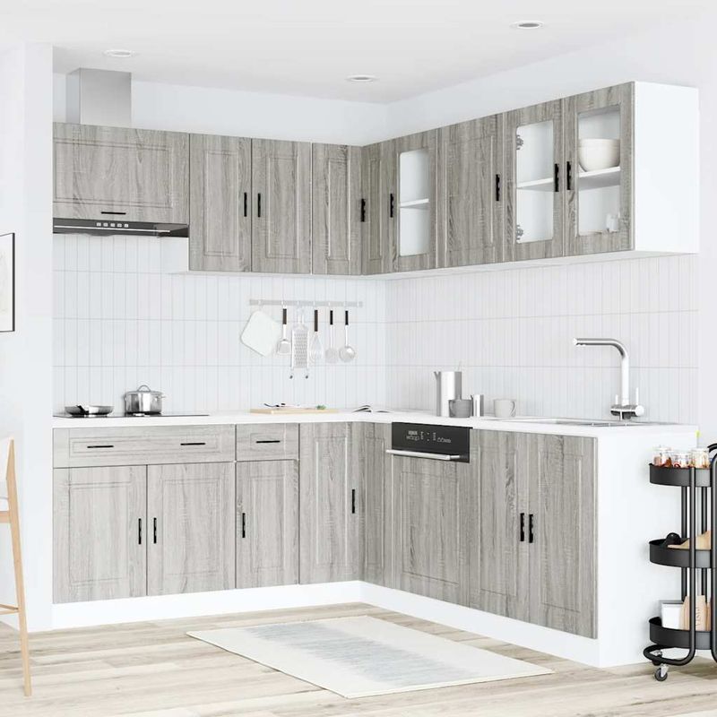 Casa si Gradina - Mobilier - Comode si corpuri - Corpuri bucatarie - Set de dulapuri de bucatarie 11 piese „Porto” lemn Sonoma gri - Infinity.ro