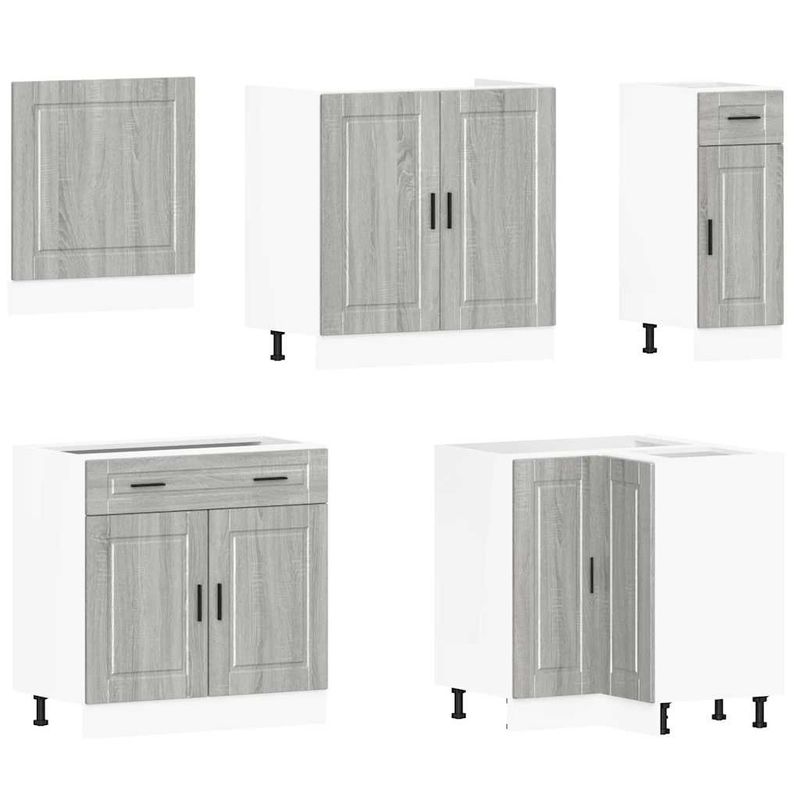 Casa si Gradina - Mobilier - Comode si corpuri - Corpuri bucatarie - Set de dulapuri de bucatarie 11 piese „Porto” lemn Sonoma gri - Infinity.ro