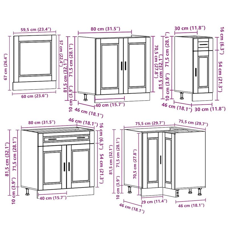 Casa si Gradina - Mobilier - Comode si corpuri - Corpuri bucatarie - Set de dulapuri de bucatarie 11 piese „Porto” lemn Sonoma gri - Infinity.ro