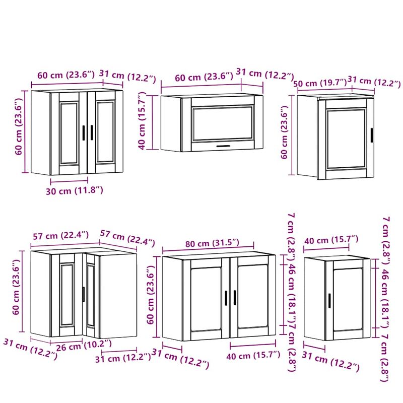 Casa si Gradina - Mobilier - Comode si corpuri - Corpuri bucatarie - Set de dulapuri de bucatarie 11 piese „Porto” lemn Sonoma gri - Infinity.ro