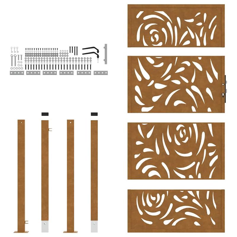 Casa si Gradina - Constructii - Usi interior, exterior si garaj - Usi garaj - Poarta gradina Design cu flacara otel rezistent la intemperii, mărime 105x180 cm - Infinity.ro