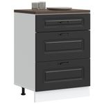 Casa si Gradina - Mobilier - Comode si corpuri - Corpuri bucatarie - Dulap de baza de bucatarie „Kalmar” din lemn prelucrat negru, model 1x dulap inferior (3 sertare), mărime 60x46x81.5 cm - Infinity.ro