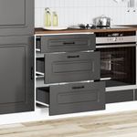 Casa si Gradina - Mobilier - Comode si corpuri - Corpuri bucatarie - Dulap de baza de bucatarie „Kalmar” din lemn prelucrat negru, model 1x dulap inferior (3 sertare), mărime 60x46x81.5 cm - Infinity.ro