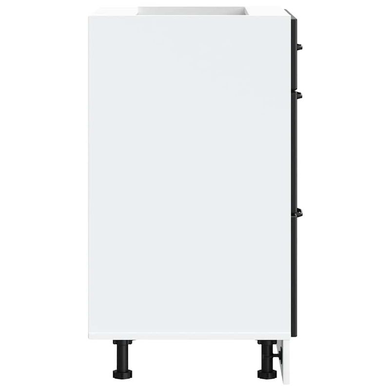 Casa si Gradina - Mobilier - Comode si corpuri - Corpuri bucatarie - Dulap de baza de bucatarie „Kalmar” din lemn prelucrat negru, model 1x dulap inferior (3 sertare), mărime 60x46x81.5 cm - Infinity.ro