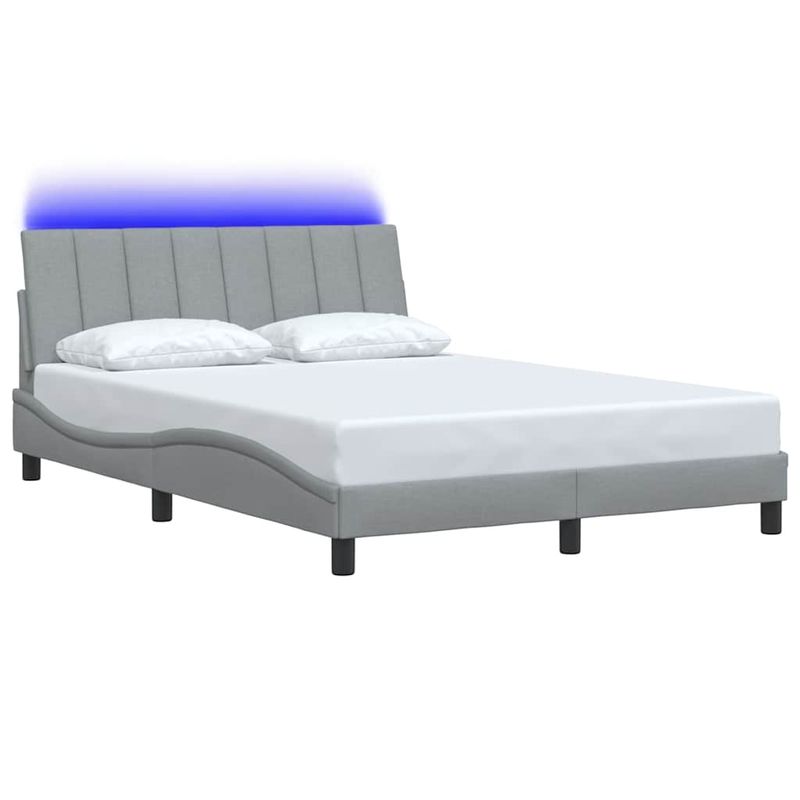 Casa si Gradina - Mobilier - Paturi si accesorii - Paturi - Cadru de pat fara saltea, gri deschis, 140x190 cm, textil - Infinity.ro