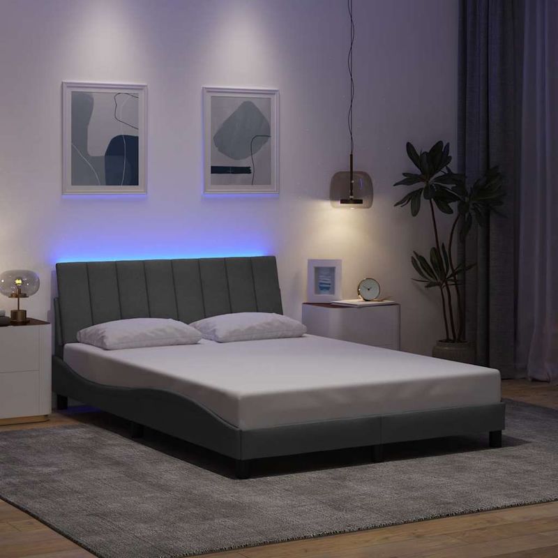 Casa si Gradina - Mobilier - Paturi si accesorii - Paturi - Cadru de pat fara saltea, gri deschis, 140x190 cm, textil - Infinity.ro