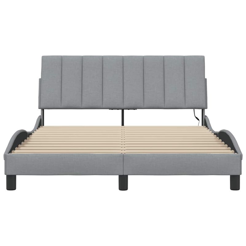 Casa si Gradina - Mobilier - Paturi si accesorii - Paturi - Cadru de pat fara saltea, gri deschis, 140x190 cm, textil - Infinity.ro