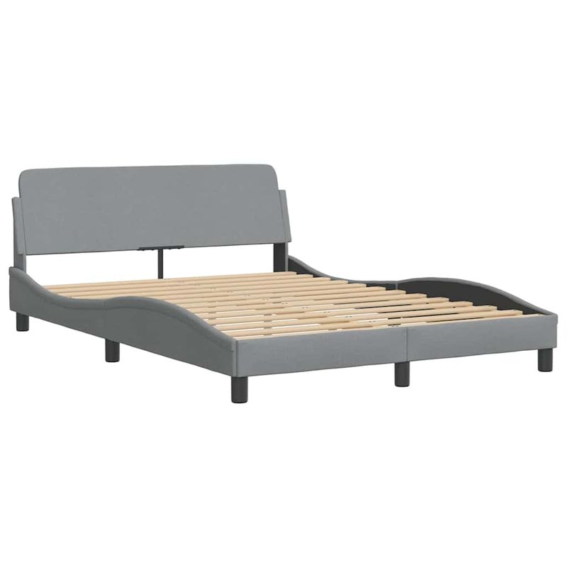 Casa si Gradina - Mobilier - Paturi si accesorii - Paturi - Cadru de pat fara saltea, gri deschis, 140x190 cm, textil - Infinity.ro