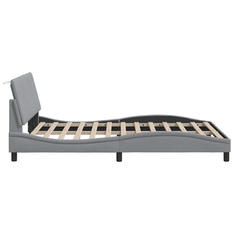 Casa si Gradina - Mobilier - Paturi si accesorii - Paturi - Cadru de pat fara saltea, gri deschis, 140x190 cm, textil - Infinity.ro