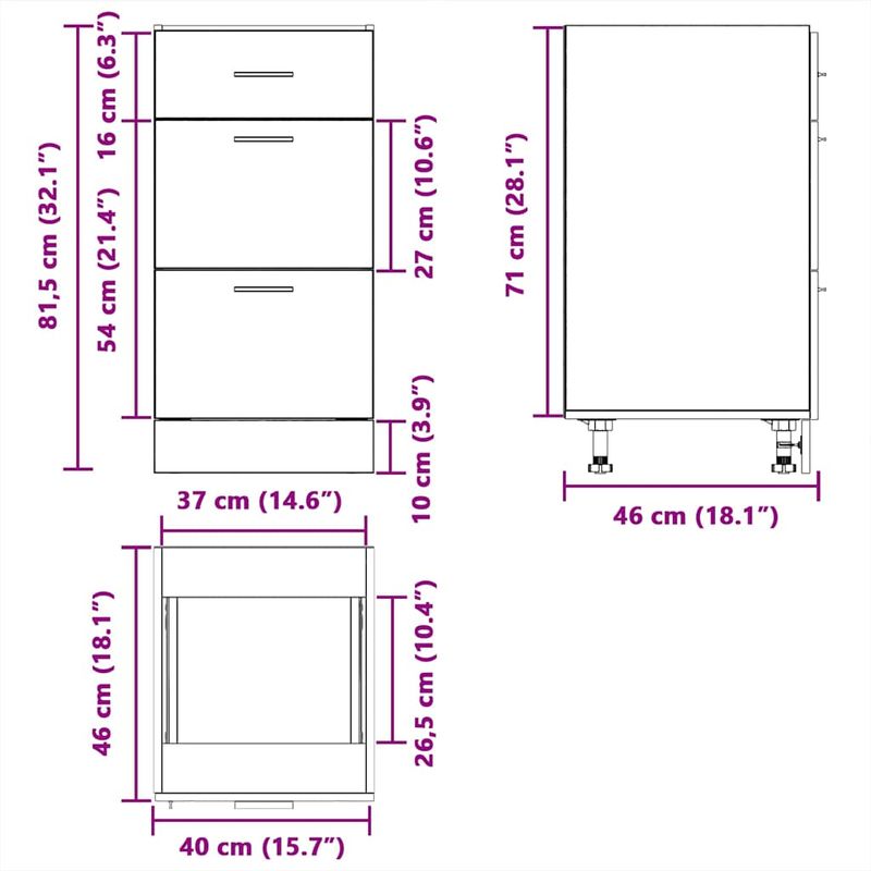 Casa si Gradina - Mobilier - Comode si corpuri - Corpuri bucatarie - Dulap inferioara gri Sonoma 40x46x81,5 cm Lemn prelucrat - Infinity.ro