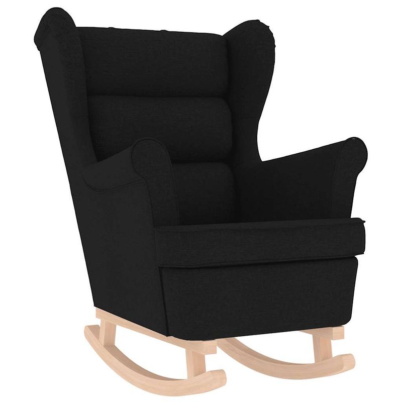 Casa si Gradina - Mobilier - Scaune si fotolii - Fotolii - Fotoliu balansoar cu taburet, Negru, material textil, cantitate în pachet: 2, model cu scăunel pentru picioare - Infinity.ro