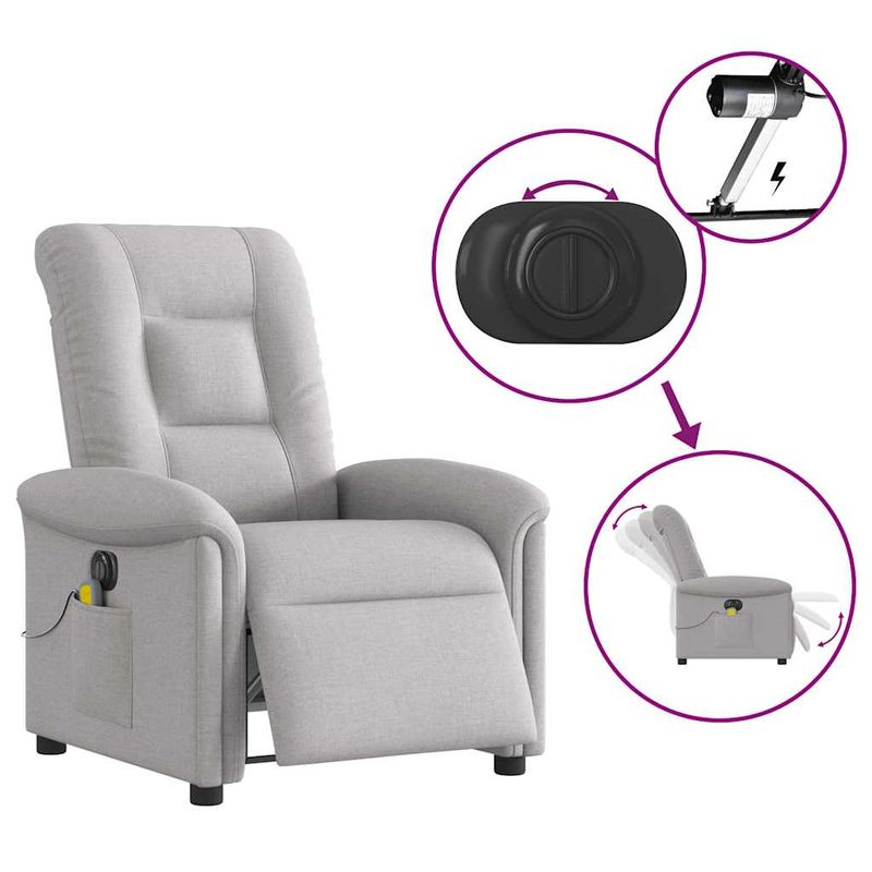 Ingrijire personala si Cosmetice - Sanatate si wellness - Articole wellness - Fotolii de masaj - Fotoliu reclinabil electric pentru masaj Cloud Grey Fabric - Infinity.ro