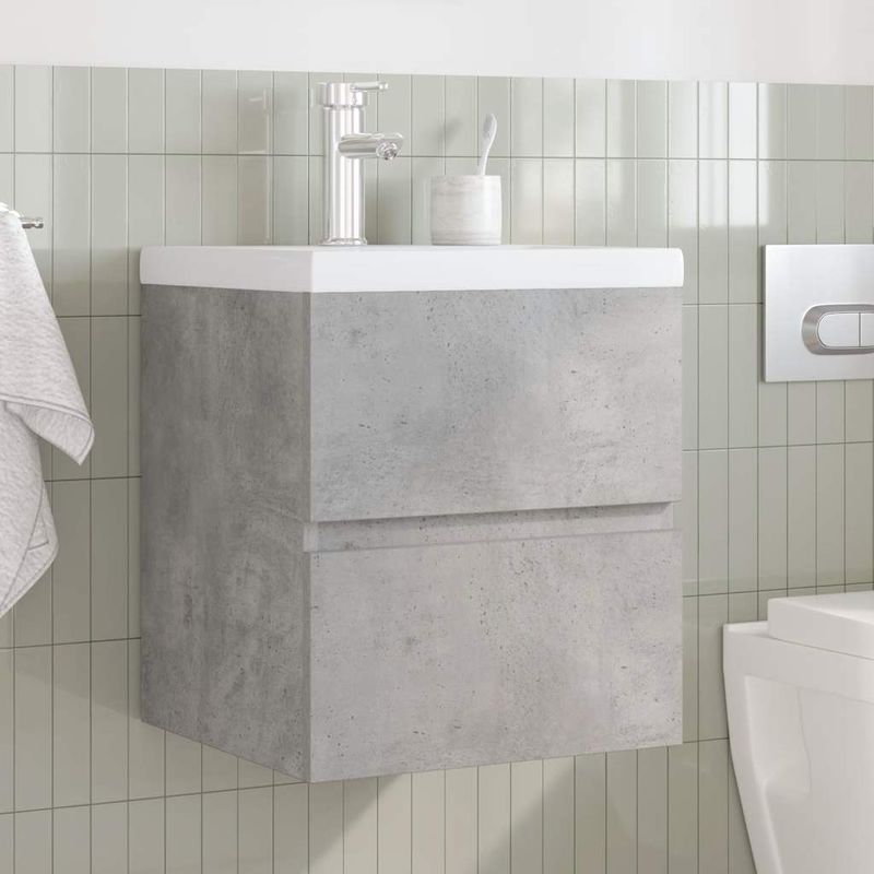 Casa si Gradina - Mobilier - Seturi de mobilier - Seturi baie - Set mobilier de baie, 2 piese, gri beton, lemn compozit - Infinity.ro