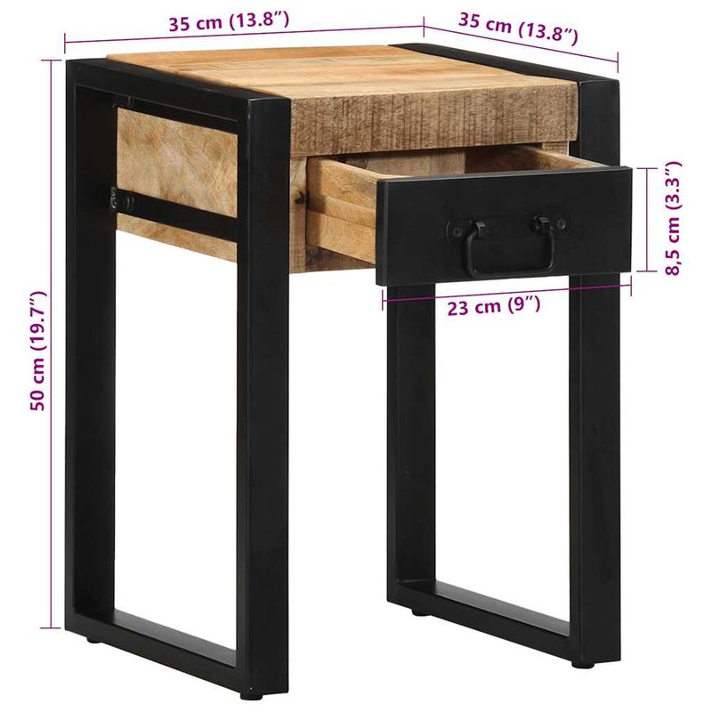Casa si Gradina - Mobilier - Mese si birouri - Mese living - Masa laterala, 35x35x50 cm, lemn masiv de mango nefinisat - Infinity.ro