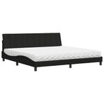 Casa si Gradina - Mobilier - Paturi si accesorii - Paturi - Pat cu saltea, negru, 200x200 cm, textil - Infinity.ro