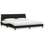 Casa si Gradina - Mobilier - Paturi si accesorii - Paturi - Pat cu saltea, negru, 200x200 cm, textil - Infinity.ro