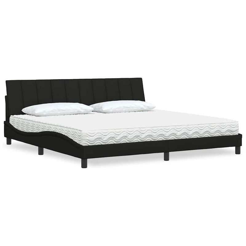 Casa si Gradina - Mobilier - Paturi si accesorii - Paturi - Pat cu saltea, negru, 200x200 cm, textil - Infinity.ro