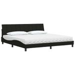 Casa si Gradina - Mobilier - Paturi si accesorii - Paturi - Pat cu saltea, negru, 200x200 cm, textil - Infinity.ro