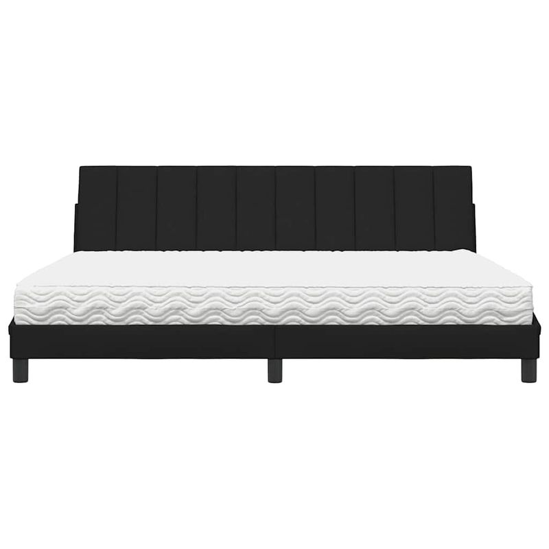 Casa si Gradina - Mobilier - Paturi si accesorii - Paturi - Pat cu saltea, negru, 200x200 cm, textil - Infinity.ro