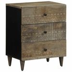 Casa si Gradina - Mobilier - Comode si corpuri - Noptiere - Noptiera gri deschis 50x33x60 cm lemn masiv de mango - Infinity.ro