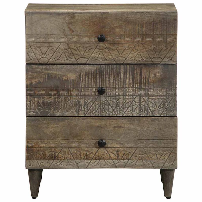 Casa si Gradina - Mobilier - Comode si corpuri - Noptiere - Noptiera gri deschis 50x33x60 cm lemn masiv de mango - Infinity.ro