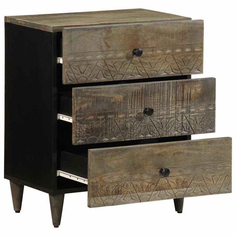 Casa si Gradina - Mobilier - Comode si corpuri - Noptiere - Noptiera gri deschis 50x33x60 cm lemn masiv de mango - Infinity.ro