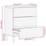 Casa si Gradina - Mobilier - Comode si corpuri - Noptiere - Noptiera gri deschis 50x33x60 cm lemn masiv de mango - Infinity.ro