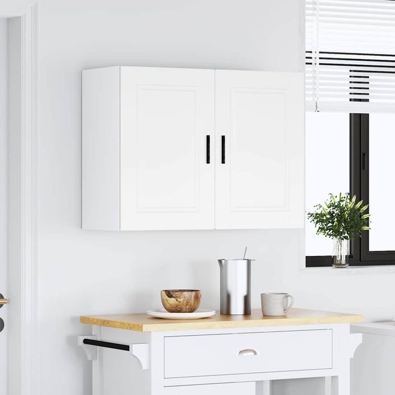 Casa si Gradina - Mobilier - Comode si corpuri - Corpuri bucatarie - Dulap de bucatarie "Porto" din lemn prelucrat alb, model 1x dulap de perete (2 uși), mărime 80x31x60 cm - Infinity.ro