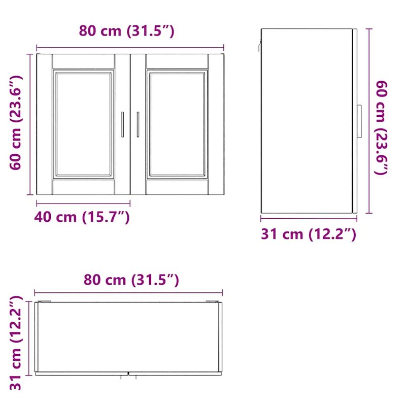 Casa si Gradina - Mobilier - Comode si corpuri - Corpuri bucatarie - Dulap de bucatarie "Porto" din lemn prelucrat alb, model 1x dulap de perete (2 uși), mărime 80x31x60 cm - Infinity.ro