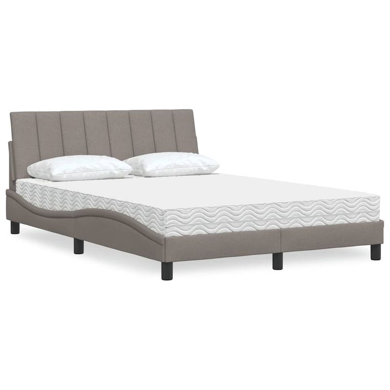 Casa si Gradina - Mobilier - Paturi si accesorii - Paturi - Pat cu saltea, gri taupe, 140x200 cm, textil - Infinity.ro