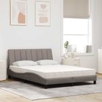 Casa si Gradina - Mobilier - Paturi si accesorii - Paturi - Pat cu saltea, gri taupe, 140x200 cm, textil - Infinity.ro
