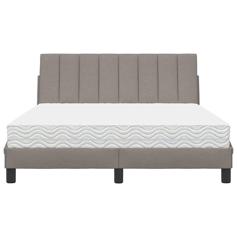 Casa si Gradina - Mobilier - Paturi si accesorii - Paturi - Pat cu saltea, gri taupe, 140x200 cm, textil - Infinity.ro