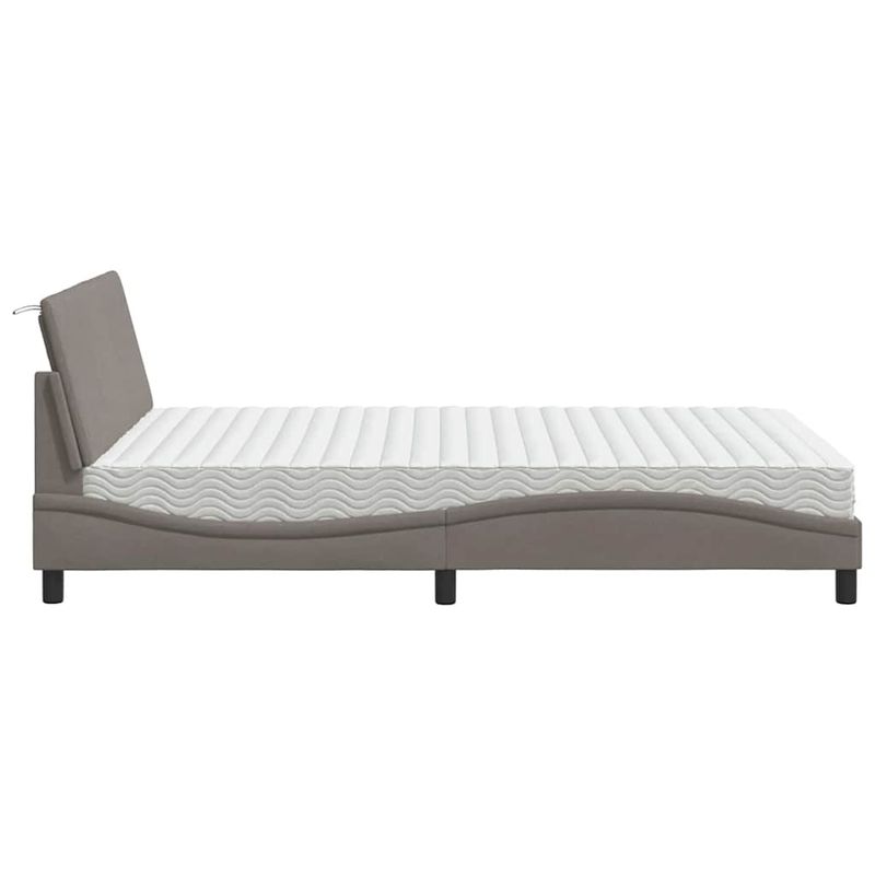 Casa si Gradina - Mobilier - Paturi si accesorii - Paturi - Pat cu saltea, gri taupe, 140x200 cm, textil - Infinity.ro