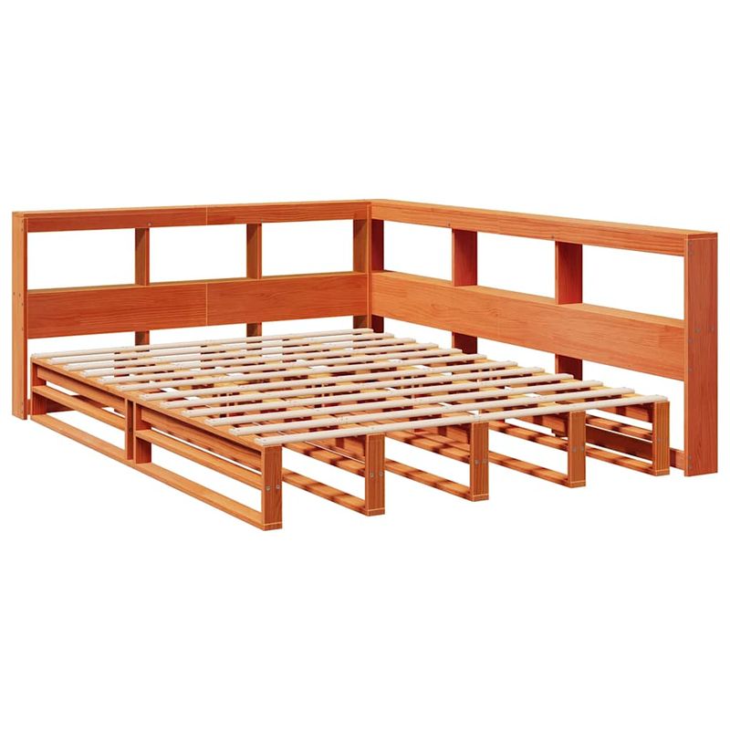 Casa si Gradina - Mobilier - Paturi si accesorii - Paturi - Pat cu biblioteca fara saltea maro 140x190 cm lemn masiv de pin - Infinity.ro