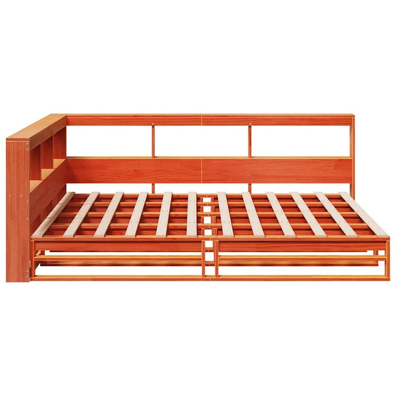 Casa si Gradina - Mobilier - Paturi si accesorii - Paturi - Pat cu biblioteca fara saltea maro 140x190 cm lemn masiv de pin - Infinity.ro
