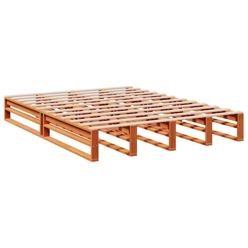 Casa si Gradina - Mobilier - Paturi si accesorii - Paturi - Pat cu biblioteca fara saltea maro 140x190 cm lemn masiv de pin - Infinity.ro