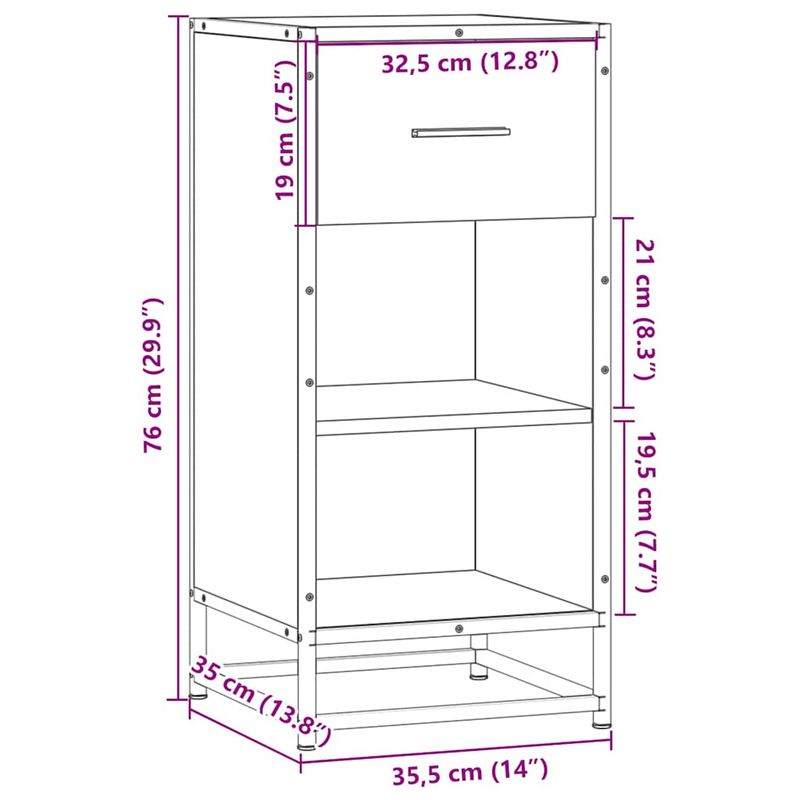 Casa si Gradina - Mobilier - Comode si corpuri - Comode - Dulap, gri sonoma, 35,5x35x76 cm, lemn prelucrat si metal - Infinity.ro
