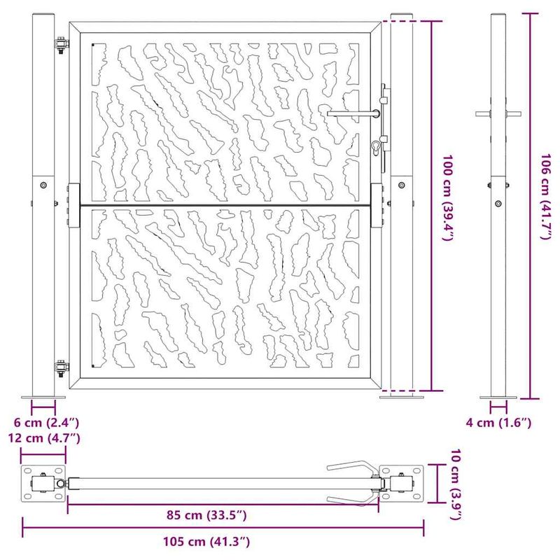 Casa si Gradina - Constructii - Usi interior, exterior si garaj - Usi garaj - Poarta de gradina Design cu urme otel rezistent la intemperii, mărime 105x105 cm - Infinity.ro